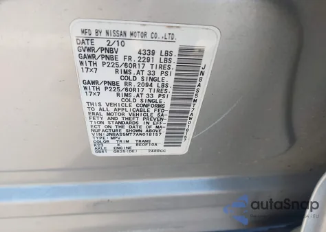 2010 Nissan Rogue Sl z USA, uszkodzony, nr VIN JN8AS5MT7AW018157